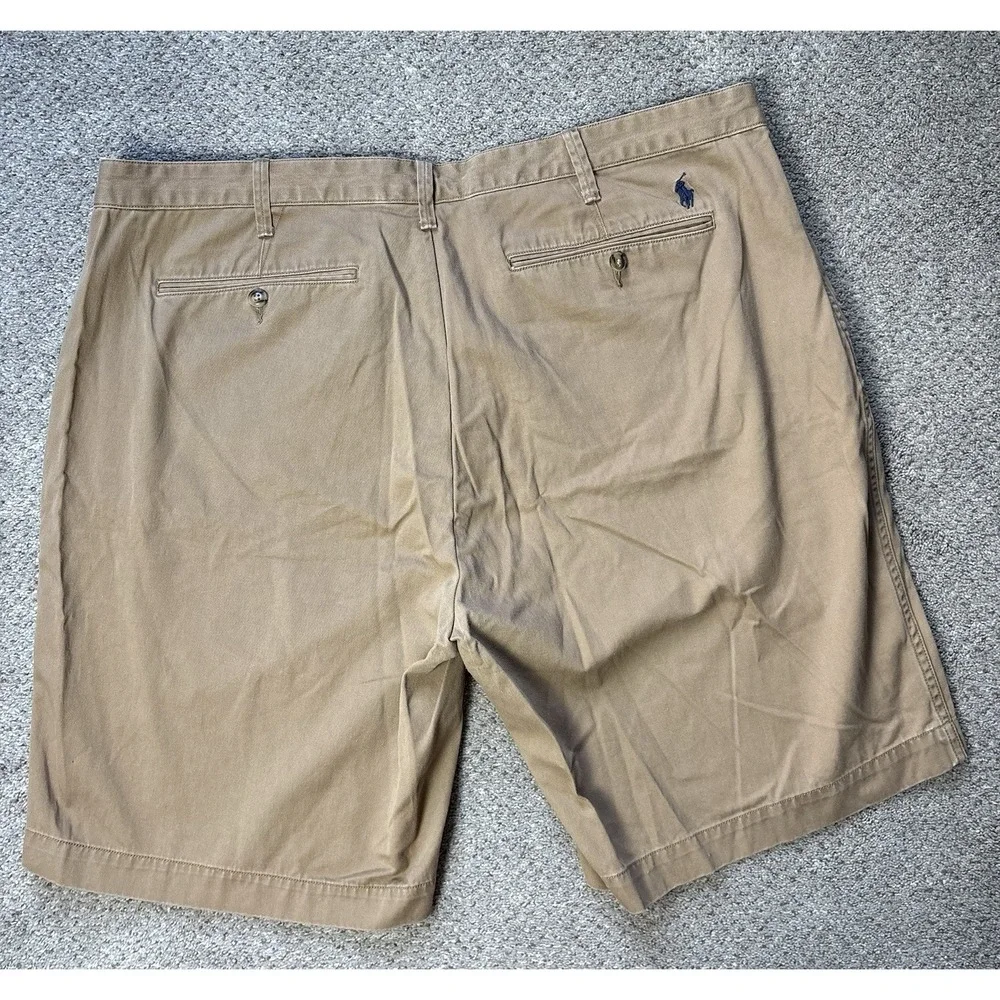 Polo Ralph Lauren Mens Size 42 Chino Shorts Relaxed Fit Tan Beige Pockets Pony